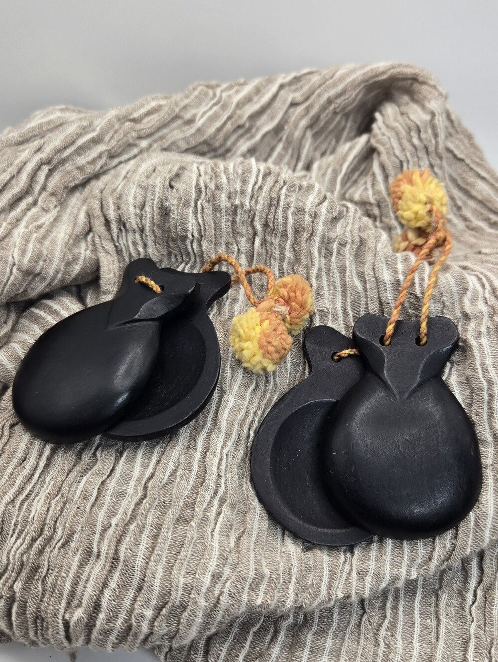 Castanets (castañuelas) Made From A Black Wood Percussion Intrument